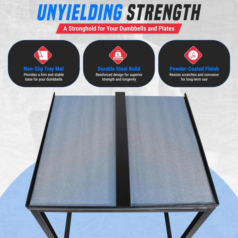 FEBTECH Dumbbell Stand & Weight Plate Tree – Steel Dumbbell