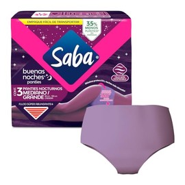 Saba Buenas Noches Panties Femeninas Nocturnas, Flujo Súper Abundante, Talla M, 3 Piezas