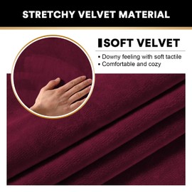 PrinceDeco Thick Velvet Stretch Armrest Covers for Chairs and Sofas Armchair Covers for Arms Couch Arm Covers Armrest Covers for Sofa Non Slip (2 Pack: Burgundy)
