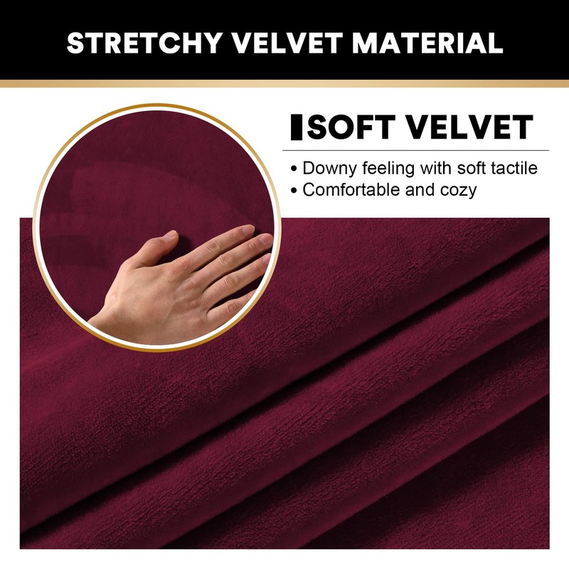 PrinceDeco Thick Velvet Stretch Armrest Covers for Chairs and Sofas