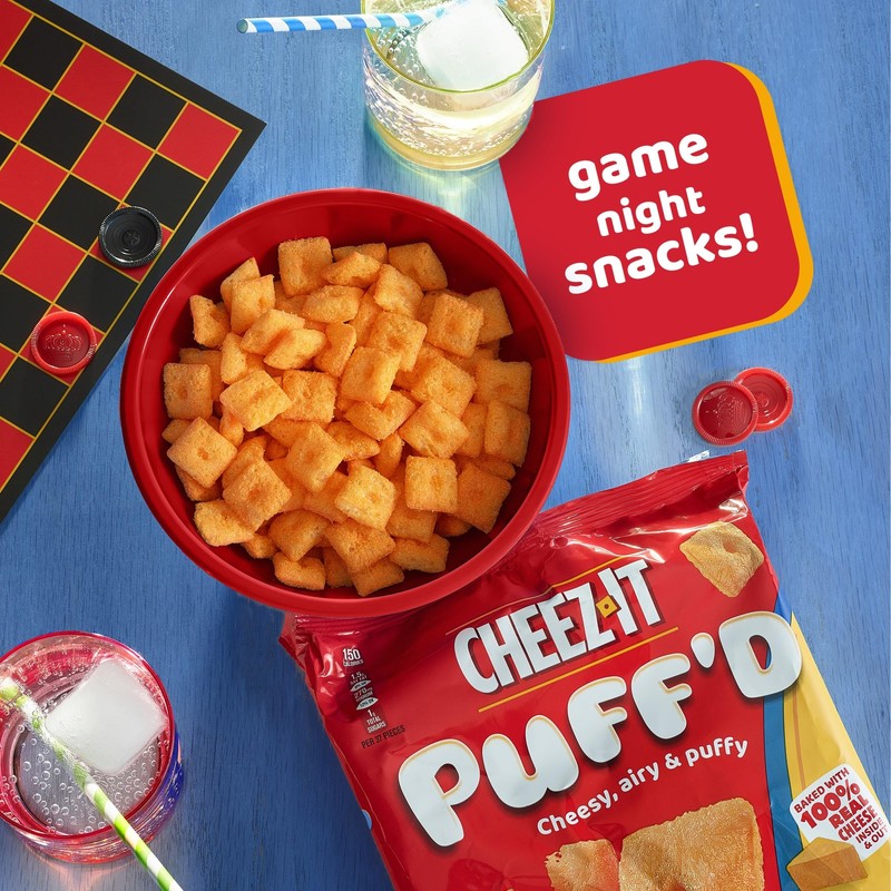 Cheez-It Puff'd Cheesy Baked Snacks, Puffed Crackers, Kids Snacks, Double