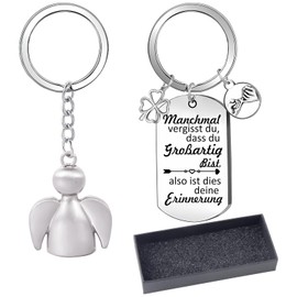 Getyjoe 2 Pieces Courage Gift Key Ring with Gift Box Sometimes Forget You That You Great Lucky Charm Guardian Angel Keyring for Women Friends, silver, Unit size