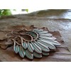 ✿ Feather wreath patina copper feather earrings✿ Exceptional side earrings