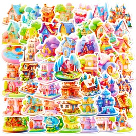 Mistree 50 Stickers House, Villa, Tree House, Castle, Funny Stickers, Waterproof, 4-5 cm