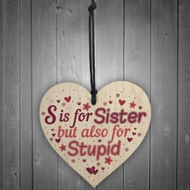 RED OCEAN Annoying Sister Gift For Big Sister Adult Wooden Heart Sister Gift Funny Birthday Keepsake Plaque