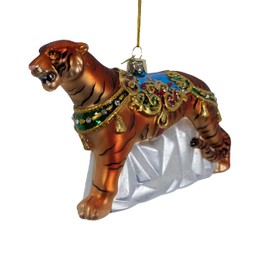 Kurt S. Adler 6.5” Bellissimo Elegant Circus Tiger Glass Christmas Ornament BELL0016