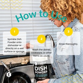 ELEMENT Dish Powder | Grease-Fighting Dish Soap | No Harsh Chemicals, Liquidless, Plastic-Free | Plant-Based Pouch | 16 OZ (Citrus + Vanilla, 16 OZ Refill Pouch)