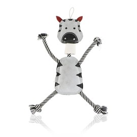 PAWPOURRI Rope & Suede for Adult Dogs, Puppies, Cats | Tough, Durable and Fun | Chewing Interactive Pet toy (Grey Zebra Toy)