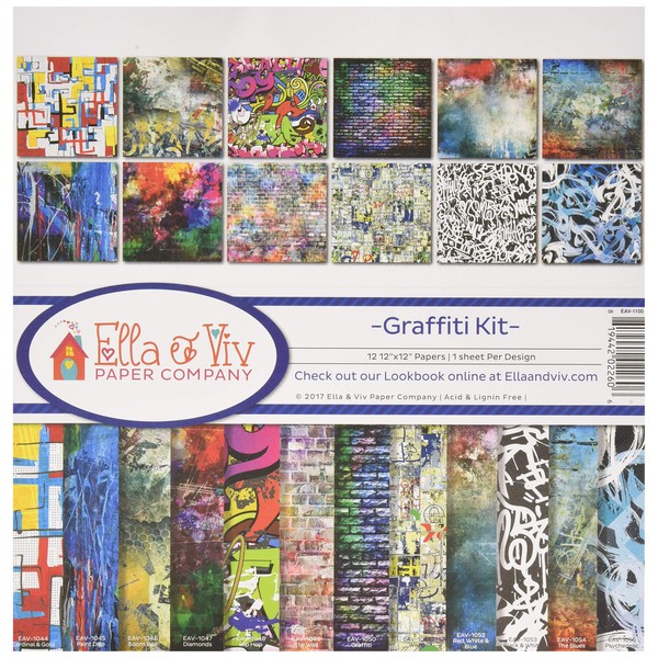 Ella & Viv by Reminisce EAV-1100 Graffiti Scrapbook Collection Kit, 12x12 inches