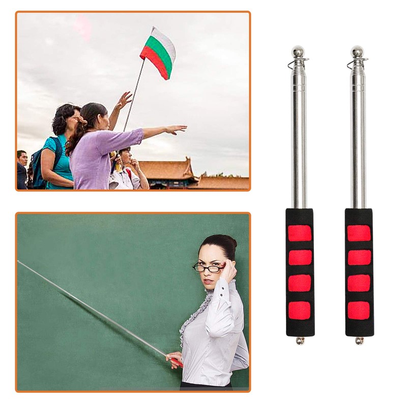 ValueHall Handheld Flagpole 2Pcs Lightweight Extendable Stainless Steel Handheld Flagpole