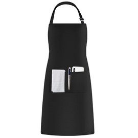 Shentian Schürze-Schwarz Baumwolle Küchenschürze,Kochschürze,Grillschürze-Küchentextilien Fit Kittelschürze Damen Und Männlich (70X85cm)