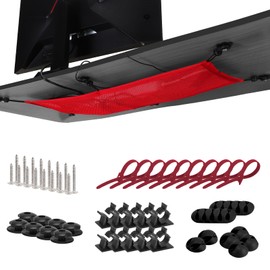 WurdeWindig Cable Net 95 x 24 cm Red Large Format for Business Office Organisation with Energy Stylish Cable Management