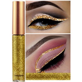 Glitter Liquid Eyeliner, OCHILIMA Long Lasting Waterproof Shimmer High Pigmented Silver Gold Metallic Colorful Eyeliners Glitter Makeup for Women