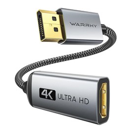 Warrky 4K DisplayPort to HDMI Adapter, Uni-Directional [Metal Case, Gold-Plated Pins] Display Port Source to HDMI Monitor Converter 1080P@120Hz Compatible for HP, AMD, NVIDIA. Male to Female