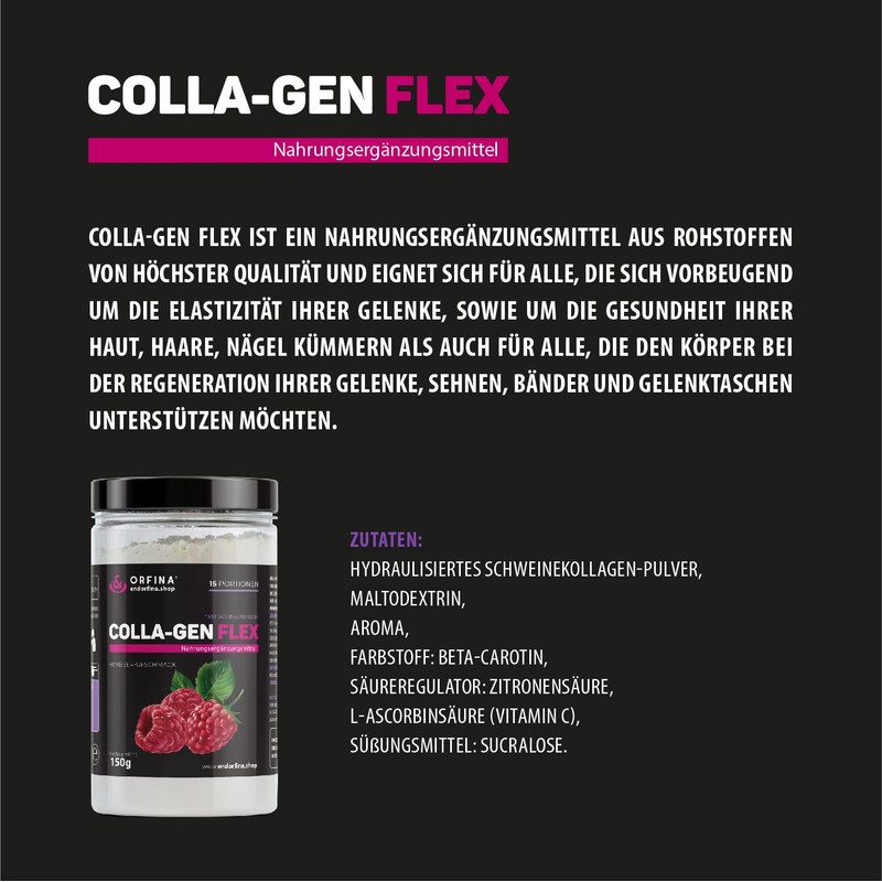 Endorfina.shop, Collagen-Flex Raspberry, Dietary Supplement, with Pure Collagen Protein, Amino