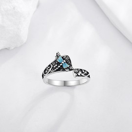 DAYLINLOVE Dragonfly Gifts 925 Sterling Silver Turquoise Dragonfly Spoon Thumb Rings Dragonfly Jewelry Gifts for Women