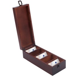 PH PandaHall Wooden Card Organizer Business Card Holder 5x9.4 cm Index Card Holder Card Storage Box Wood Desk Organizers with 5 Dividers for Office Business Classroom Home Desk, 28x11x7.9 cm