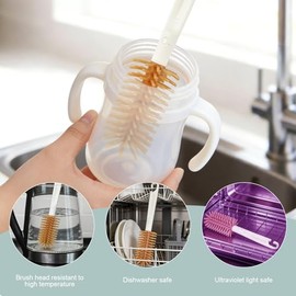 6 in 1 Baby Bottle Brush Set Portable Storage Container for Baby Essentials, Bottle Cleaning Accessories