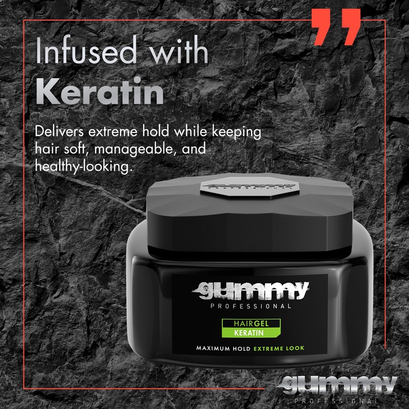 Gummy Professional Hair Gel Extreme Hold – Keratin-Infused Styling Gel
