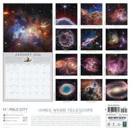James Webb Calendar 2026 | 12" x 24" Space Telescope Astronomy Wall Calendar Full 12 Month | Marble City Press | Science Exploration, Educational, For Classrooms | 2026-2027 Calendar | Small Family Owned Business | Sustainable Plastic Free Packaging, Thick Art Paper