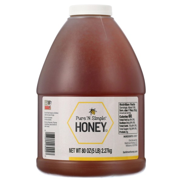Unbranded Pure 'N Simple Honey, 80 oz,Easy-pour plastic jug with