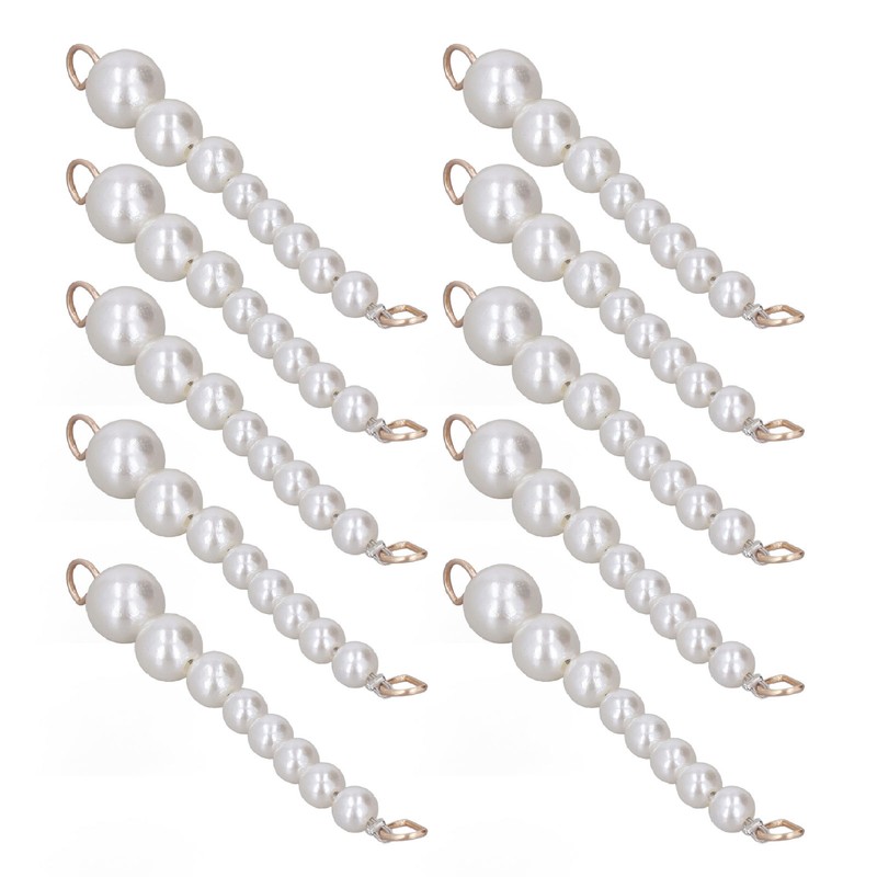 10Pcs Pearl Shoe Chains Polished ABS Resin Metal Buckle Widely