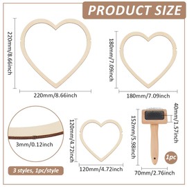 BENECREAT 4Pcs Macrame Supplies Set, Wooden Macrame Leaf Template, 3Pcs Cutting Molds and 1Pcs Stainless Steel Comb for Making Macrame Feather Tassel, Heart