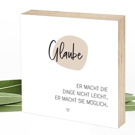Wunderpixel® Holzbild Glaube macht Dinge möglich - Bibel-spruch - 15x15x2cm zum Hinstellen/Aufhängen, echter Fotodruck auf Holz - Wand-Bild Aufsteller - christliche Geschenk-Idee