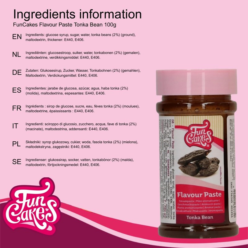 FunCakes Pasta Aromatizzante Fava Tonka: Aroma Alimentare, Gusto Intenso, Ottima