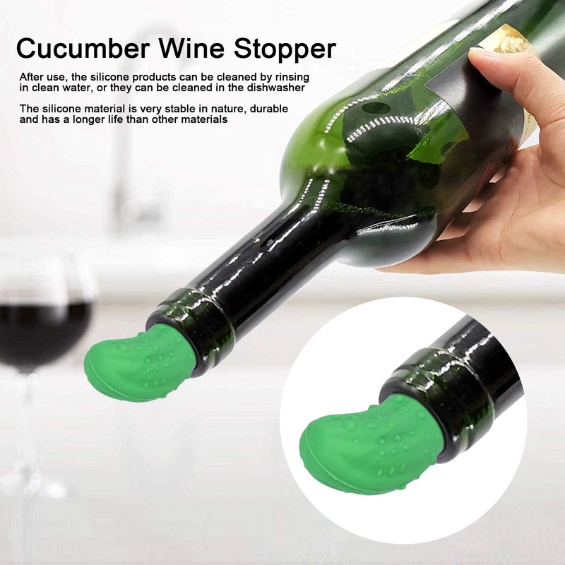5Pcs Wine Stoppers Silicone Reusable Artificial Cucumber Shape Beverage Bottle