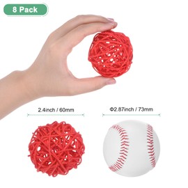 M METERXITY 8-Pack Wicker Rattan Balls 60mm/2.4 Inch Decorative Rattan Balls Orbs Vase Fillers Bowl Fillers for Christmas/Weddings/Thanksgiving/DIY Crafts/Home Decor [Red]