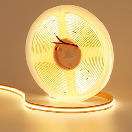 GOMING 24V COB LED Strip Light Warm White 3000K Cut at Will 2640LEDs 16.4ft(5M) CRI 93+ 4600lm 13W/M Uniform Glow IP20 Not Waterproof LED Tape Lights for DIY Cabinets Home Decor(No Power Supply)