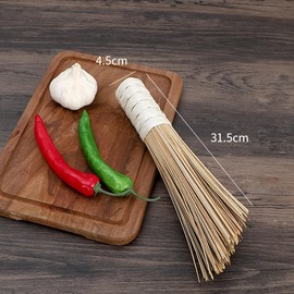 4 Pack Wok Brush, Bamboo Pot Brush, Kitchen Cleaning Brush, Wok Cleaning Brush,Pan Brush for Cleaning Dishes, Cast Iron Pots, Pans and Sink (Rope - Beveled)