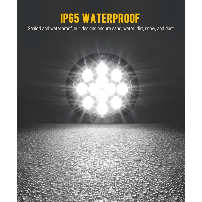 Partsam 2PCS 12 LED White 4" Round Backup Reverse Lights