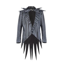 FEIWOBIRD Mens Jack Nightmare Costume Zebra Stripe Tailcoat Christmas Coat with Bowtie (Black, X-Large)