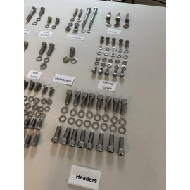 resto-bolts BBC STAINLESS STEEL ENGINE BOLT KIT HEX Head SWP Headers Quadrajet carb 396 454