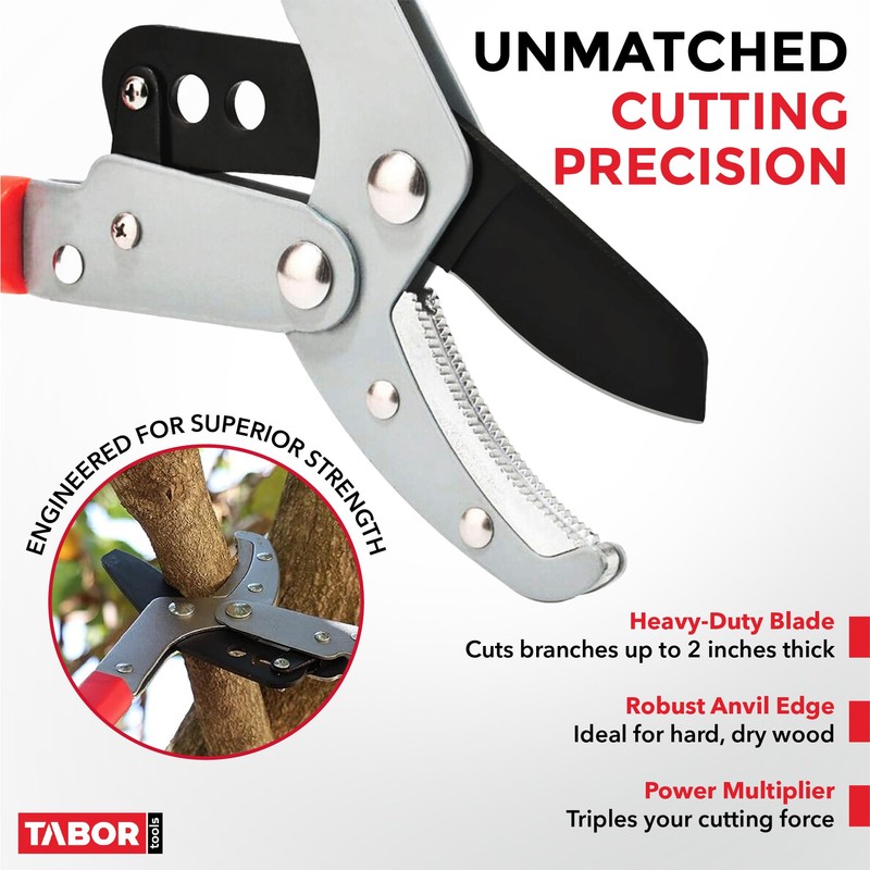 TABOR TOOLS GG22A Telescopic Extendable Anvil Lopper with Compound Action,