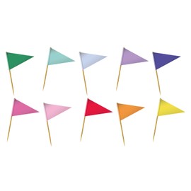 Folat 27771 Birthday and Party Decoration Colourful Picks Flag Stripetastic Pack of 10 Party Accessories for Children and Adults
