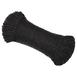 vidaXL Black Polypropylene Twisted Work Rope - Durable, Weather-Resistant and Floating Rope for Indoor/Outdoor Use, 6 mm Diameter and 25 m Long