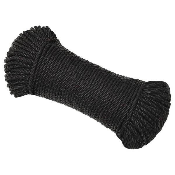 vidaXL Black Polypropylene Twisted Work Rope - Durable, Weather-Resistant and