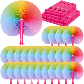72 Pcs Rainbow Hand Fans Set, Handheld Paper Fan, Rainbow Decorative Folding Fans, Summer Hand Rave Fan, Cool Hand Fan with Plastic Shafts, Rainbow Party Favors for Rainbow Party Supplies