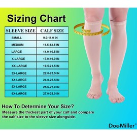 Doc Miller Manga de Compresión Para Pantorrillas (1 par) 15-20 mmHg Medias de Compresión Mangas Para Ejercicio, Recuperación, Dolor, Varices y Calambres en Piernas (Beige, Pequeño)