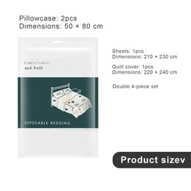 SRJQXH Disposable Bed Sheet 210 x 230 cm Bed Sheet Pure Cotton with White Print Travel Bed Linen, Easy to Carry for Hotels, Travel and Camping