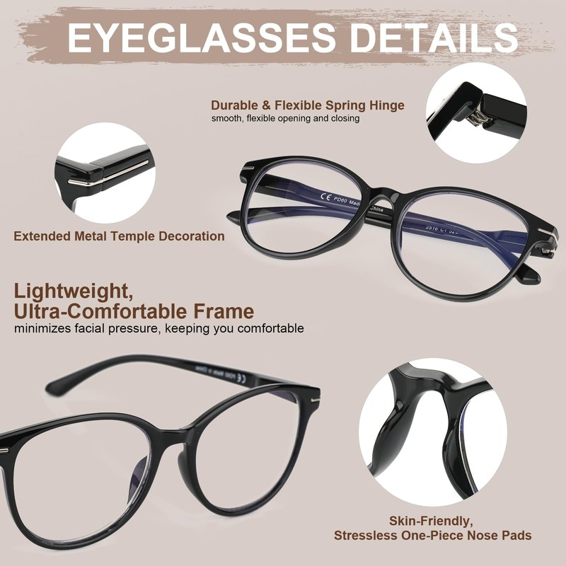 SKYOLUY 2 PCS Distinctive Progressive Multifocus Reading Glasses Women, Retro