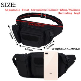 Rouinek Tactical Fanny Pack Military Waist Bag Pack Utility Hip Belt Pack Bag for Hiking Climbing Bumbag Fishing with C.A Patch (2 Pack Black+Black)