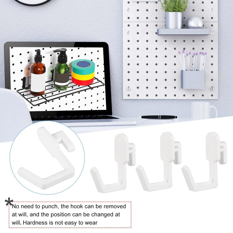 SOLUSTRE 20pcs Pegboard Hooks Kit J Shape Peg Hooks Plastic