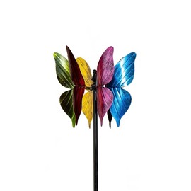 Evergreen Garden Beautiful Summer Multi Colored Wind Spinner | Fade and Weather Resistant | Metal Stake | Garden Yard Outdoor Decor for Home (Colorful Butterfly)