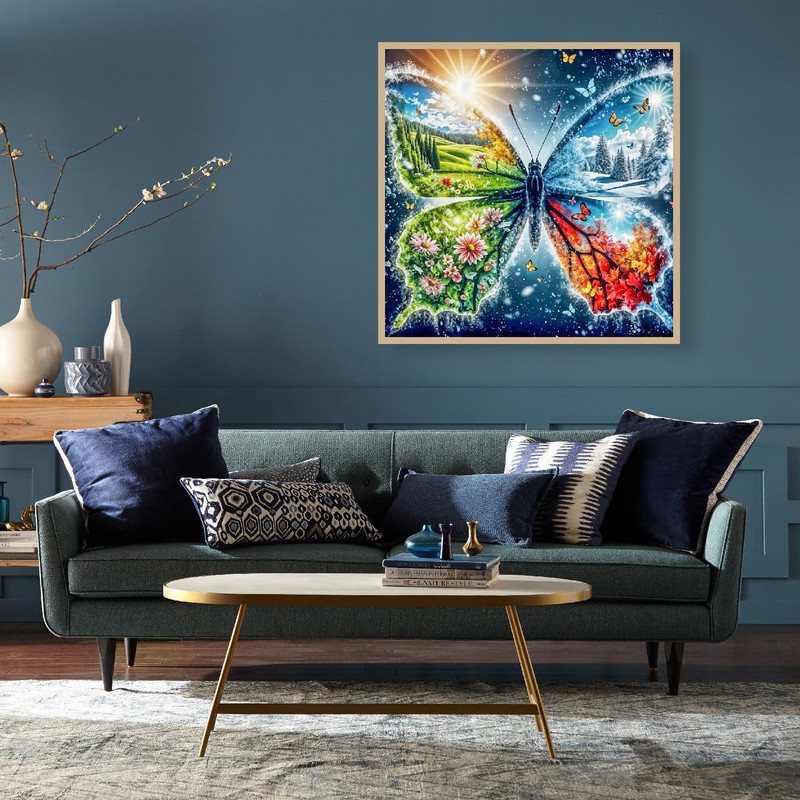 cdjlddww Landscape Diamond Painting Kits for Adults, Butterfly Diamond Painting