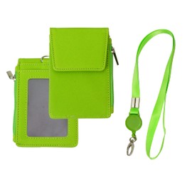 KOYOKOMA Pass Case, ID Card Holder, Extendable Reel, Neck Strap, Card Holder, Commuter Holder, IC Card Holder, Employee ID Card, Coin Purse, Commuting to Work or School (Green)