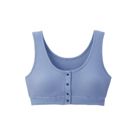 Inujirushi Honpo Maternity Nursing Bra, Organic Cotton, 100% Cotton, Skin-friendly, Half Top, Inner Bra, Open Front, Nursing Bra, blue